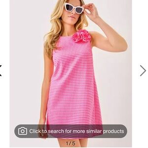 Lilly Pulitzer Edita Stretch Shift Sunkissed Pink Gingham Stretch Jacquard Dress